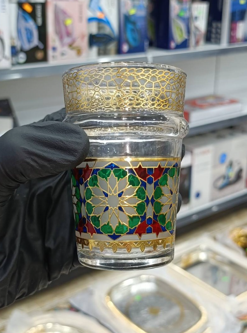 طقم أكواب شاي الزليج - 12 قطعة بثلاث الوان مختلفة